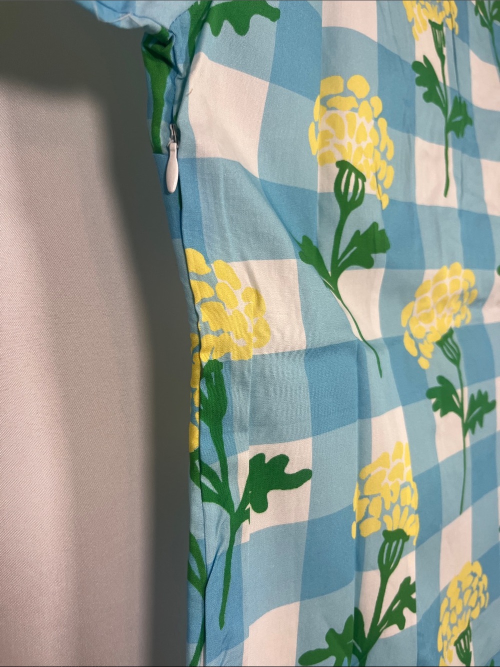 Sail to sable NWT blue yellow white floral gingham cotton kaftan dress sz s - Picture 9 of 9